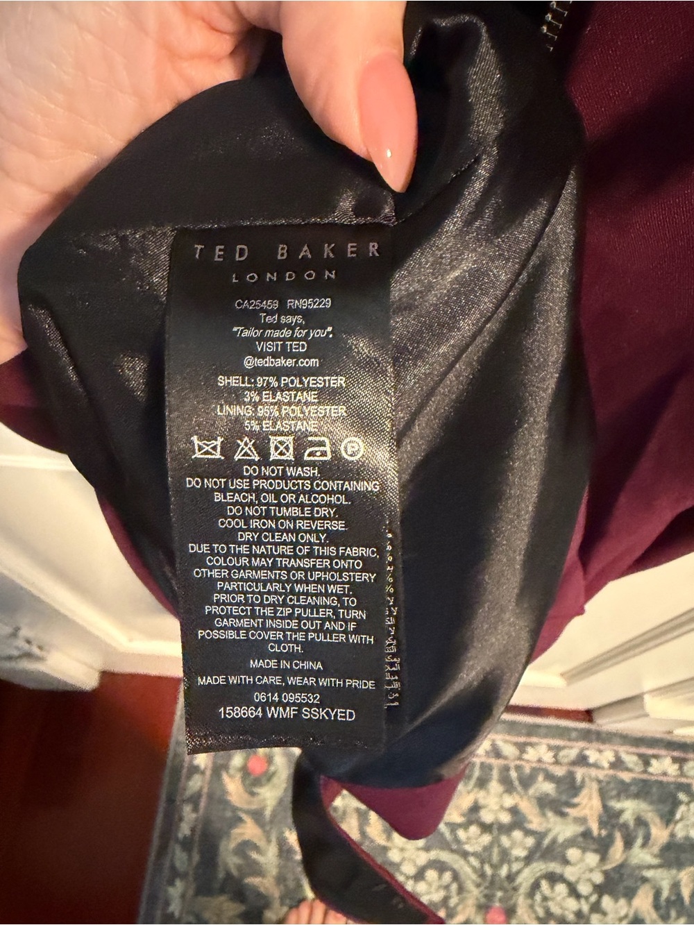Ted Baker Sskyed Seam Detail Fitted Sheath Dress TB Size 3 US 8 Burgundy Office - Picture 11 of 11